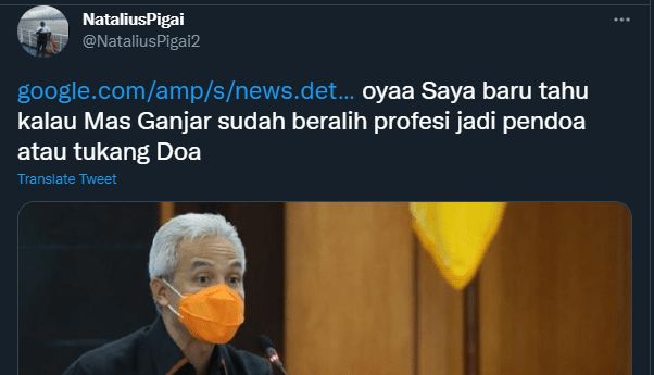 Pigai Balas Komentar Ganjar dengan Ungkapan: “Mas Ganjar sudah beralih profesi jadi pendoa”