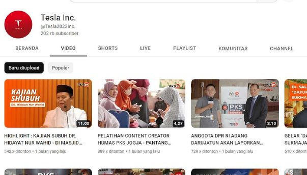 Akun YouTube Diretas dan Berubah Nama Jadi Tesla Inc, PKS: Ada Kemiripan dengan Raditya Dika