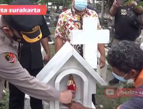 Patung Yesus dan Salib Kembali Terpasang di Makam Nasrani yang Dirusak di Solo