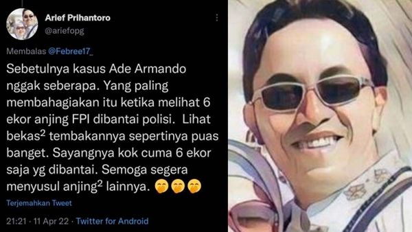 Buronan Warganet: Arief Prihantoro Sebut 6 Laskar FPI seperti Anjing yang Dibantai Polisi