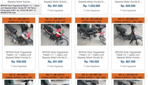 Pemkot Yogyakarta Lelang Puluhan Kendaraan Dinas, Catat Tanggalnya!