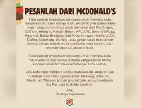 Mengejutkan! Burger King Minta Masyarakat Larisi McDonald's dan Kompetitor Lain