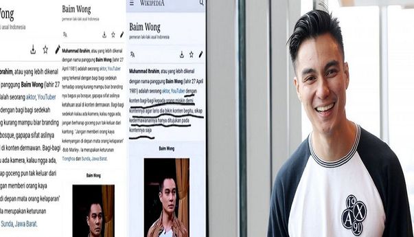 Profil Baim Wong Berubah di Wikipedia, Disebut Kontennya Doang Baik