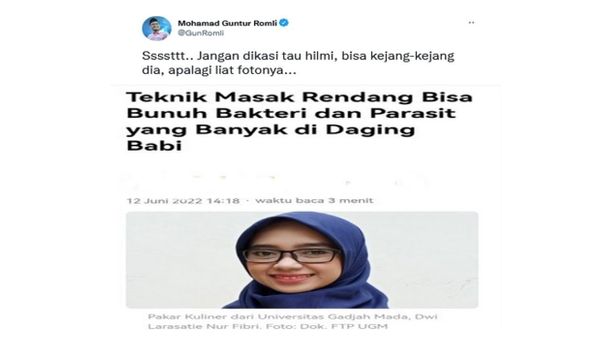 Pakar Kuliner UGM Berhijab Sebut Daging Babi Cocok Dimasak Rendang, Gun Romli Ledek Hilmi: Jangan Kasih Tahu, Dia Bisa Kejang