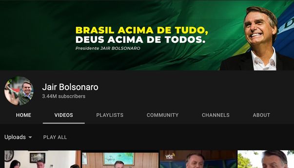 YouTube Hapus Video dari Channel Presiden Brasil Jair Bolsonaro Dianggap Sebar Hoaks