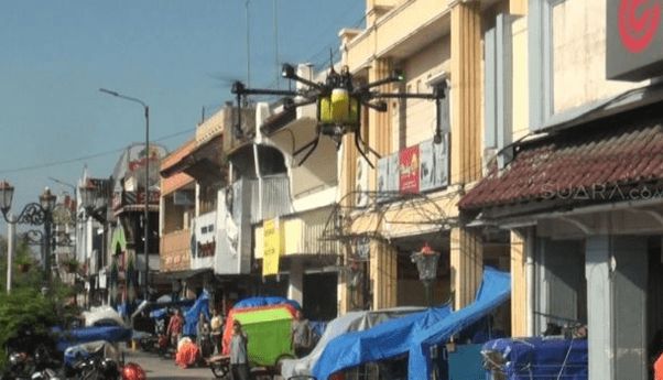 Drone Disinfektan Semprot Kawasan Malioboro, Si Zona Rawan Virus Corona