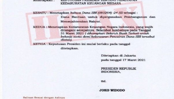 Beredar Surat Kepres Kedaruratan Keuangan Negara, Ini Jawaban Kemensetneg
