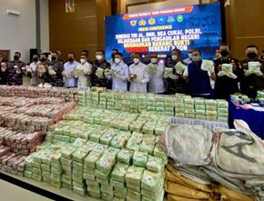 TNI AL Musnahkan 2 Ton Narkoba yang Diamankan di Kepri Senilai Rp7,5 Triliun