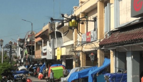 Drone Disinfektan Semprot Kawasan Malioboro, Si Zona Rawan Virus Corona