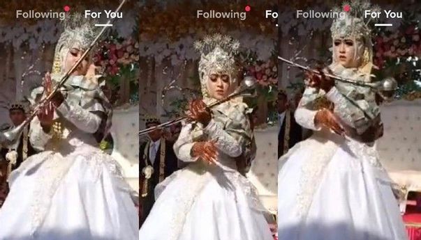 Viral Pengantin Wanita Asal Madura, Atraksi Mayoret di Atas Pelaminan