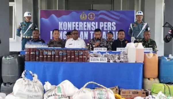 TNI AL Gagalkan Penyelundupan 1 Ton Minuman Keras di Kepulauan Aru