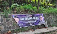 Spanduk Prabowo-Erick Bertebaran di Jalan Cipatat-Cianjur, Nyolong Start?
