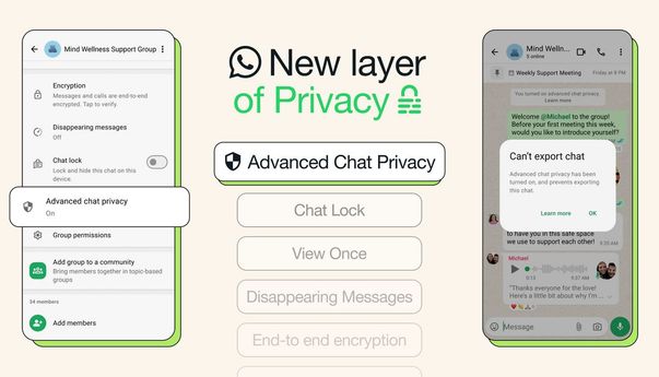 WhatsApp Luncurkan Fitur Advanced Chat Privacy untuk Tingkatkan Keamanan Obrolan