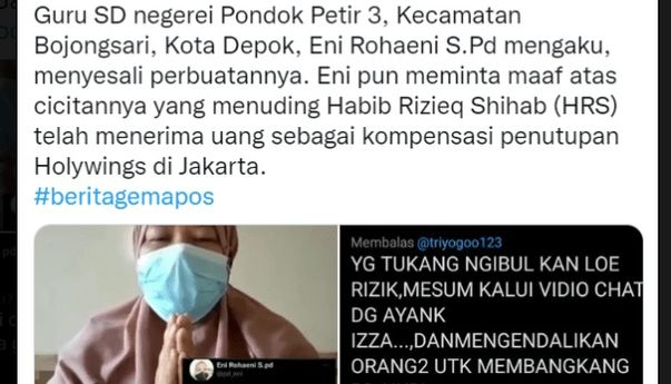 Guru SD Eni Rohaeni Viral karena Cuitannya Hina Habib Rizieq, Poin Ketiga Bikin Geleng-geleng