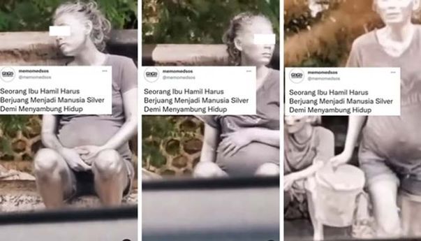 Sedih Liatnya: Seorang Ibu Hamil Besar Terciduk Jadi Manusia Silver, Warganet Ramai Colek Mensos Risma