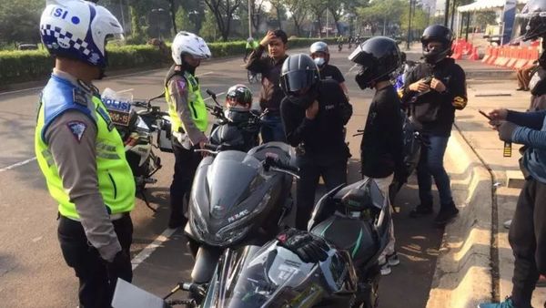 Tak Pakai Plat Nomor, Konvoi Moge di Tangerang Tetap Kena Tilang