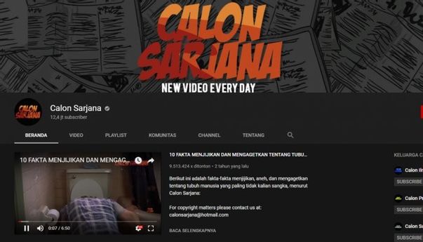 Plagiat, Pendapatan Channel YouTube Calon Sarjana Puluhan Miliar!