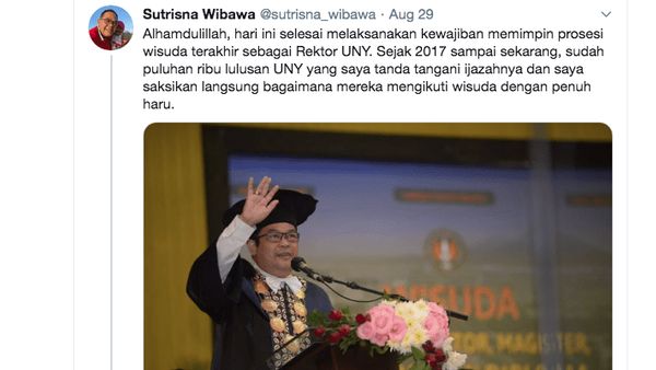 Rektor UNY Sutrisna Wibawa Sudah Pamitan via Twitter, jadi Nyalon Bupati?