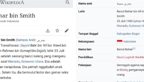 Profil Habib Bahar di Wikipedia Berubah, Disebut Banci Kaleng dan Gemar Seks