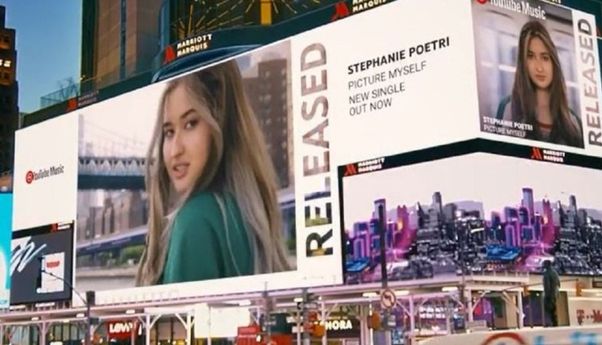 Berkat Singel Terbarunya, Stephanie Poetri Nampang di Billboard NYC Times Square