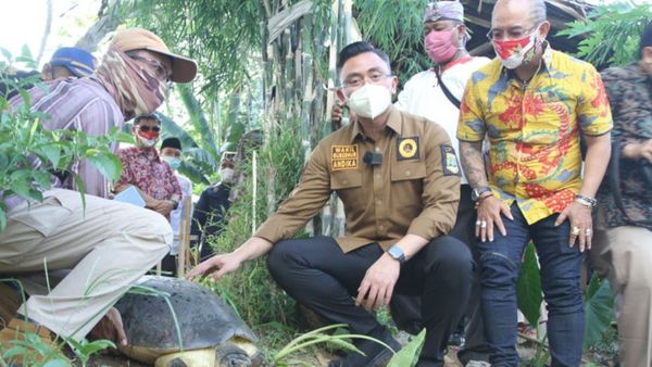 Peringati Hari Sungai Sedunia, 6 Ekor Kura-kura Dilepasliarkan Wabup Banten di Sungai Cisadane