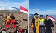 Bikin Iri, Sebuah Perguruan Tinggi Asal Jambi Adakan Prosesi Wisuda di Puncak Gunung Marapi