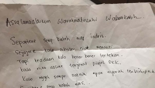 Ada Maling yang Jujur di Sidoarjo, Bingung Mau Marah atau Kasihan?
