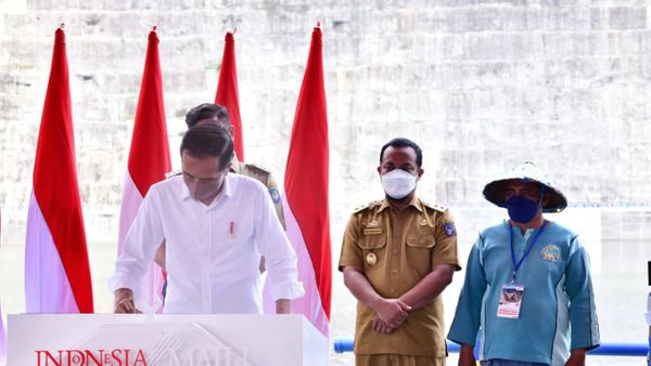 Berkunjung ke Jawa Timur, Jokowi Resmikan Dua Bendungan dan Ikut Tanam Padi
