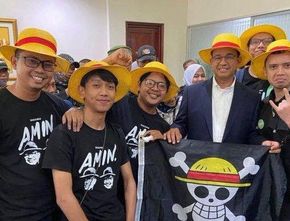Anies Baswedan dan Pendukung Pakai Topi Luffy, Nakama Tak Terima One Piece Jadi Alat Politik